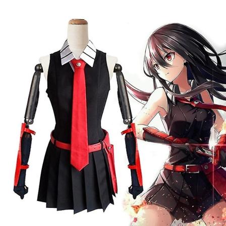 Högkvalitativ Anime Akame Ga Kill! Akame Herr Dam Cool Suit Uniform Cosplay Halloween Kostym Klänning+skjorta+slips Tillbehör Set woman M woman XXL