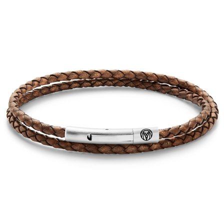 Pulsera de envoltura de cuero vintage 3 mm Collins para hombres - Pulseras de cuero