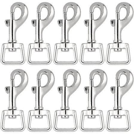 20 stk. Karabinhager til hundeline, kobling, kraftig drejelig spænde, øjebolt, spænde, udløserklemme (sølv)