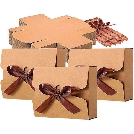 20 stk. Acsergery Papir Bagerkasser, Slikæsker Tomme, Vindueskage Gaveæsker, Brun Kage Præsent Gave