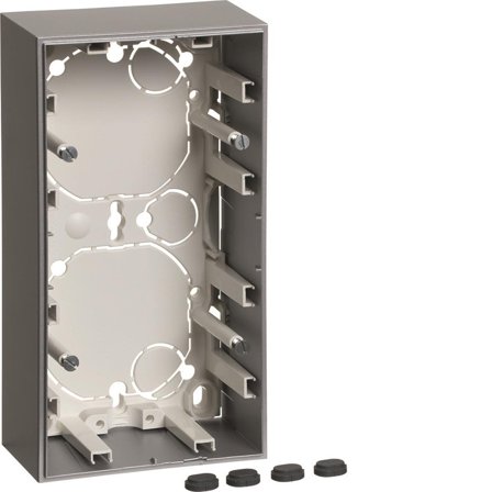 Hager 6310621404 Förhöjningsram hög 2-fack, silver, Strömbrytare & vägguttag