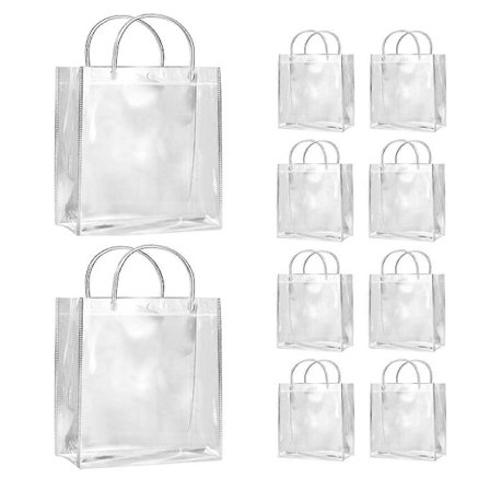10 stk. gennemsigtige gaveposer med håndtag Vandtætte PVC-indkøbsposer til smykker slik parfume bryllup