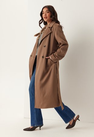 Pieces - Pcscarlett LS trenchcoat - Brown Lentil - Kläder - - Bubbleroom