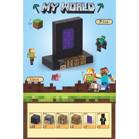 Minecraft Building Blocks, Magnetic Building Block Toys, Magnetic Board Game - Portal - 32 Pieces