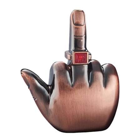 Sjov lighter med langfinger, vindtæt, rød flamme, butan genopfyldelig lighter, gave til mænd og kvinder