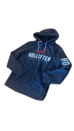 Mörkblå Hollister hoodie med tryck