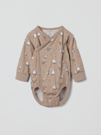 Polarn O. Pyret - wraparound bodysuit with animal print - 68 - Childrenswear - beige