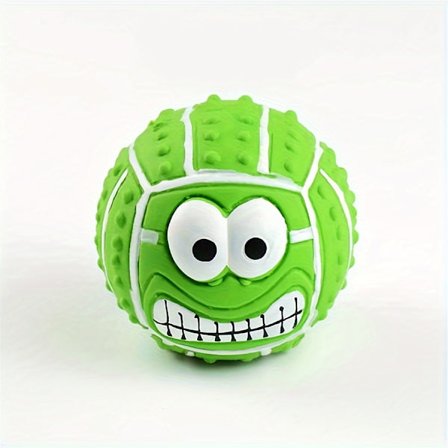 1 stk. Sjovt Ansigt Hunde Bold Legetøj – Holdbart Tyggelyd & Lyd Legetøj til Mellemstore Hunde, Interaktivt Tandslibende Kæledyrslegetøj