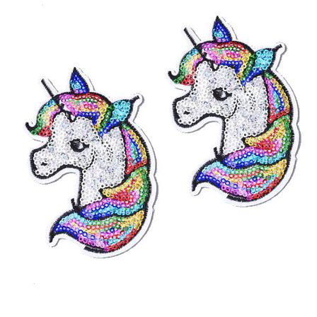 Broderad Tygmärken 2 Unicorn 2 Bi