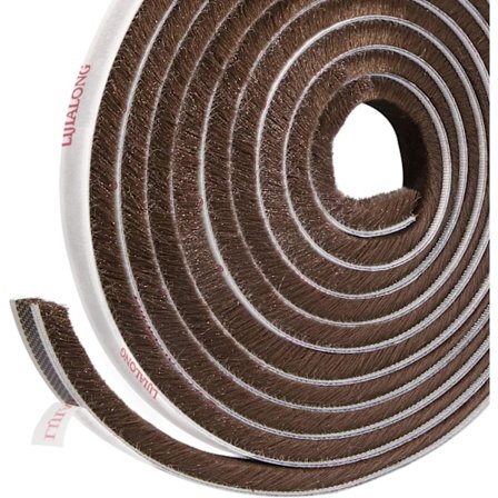 Tætningsliste til vinduer, 5 m (L) x 9 mm (B) x 15 mm (T) Vindues- og dørtætning, selvklæbende børstetætningsliste til skydedøre (brun)
