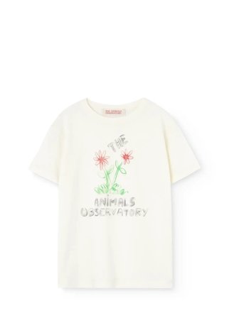 THE ANIMALS OBSERVATORY Flowers White Rooster T-Shirt - Cream - 12 Y