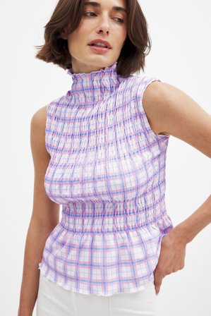 NA-KD Sleeveless Smock Top - Ærmeløse toppe - Ternet - XS