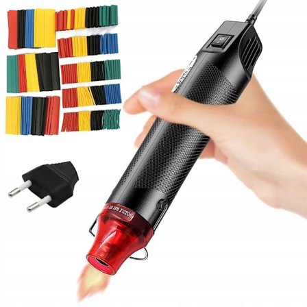 Mini Varmluftspistol 300W med Krympeslangesæt – 328 Dele | 8 Størrelser | Ideel til Elektronik og Reparation