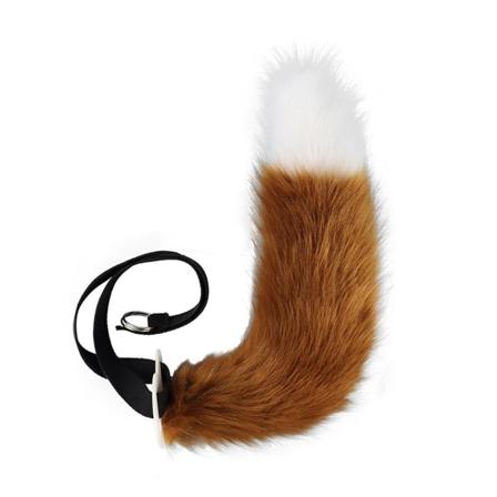 Justerbart Bälte Falsk Päls Svans för Cosplay Halloweenfest Kostym Anime Rekvisita Brun Vit