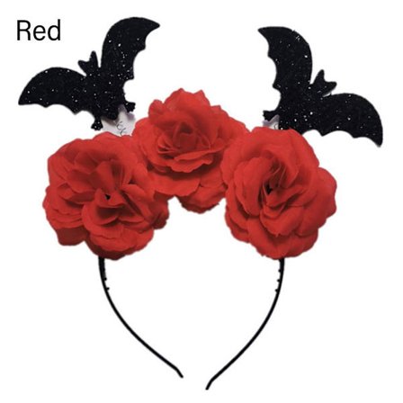 Farve Rose Bat Pandebånd Heksekostume Hovedbeklædning RØD