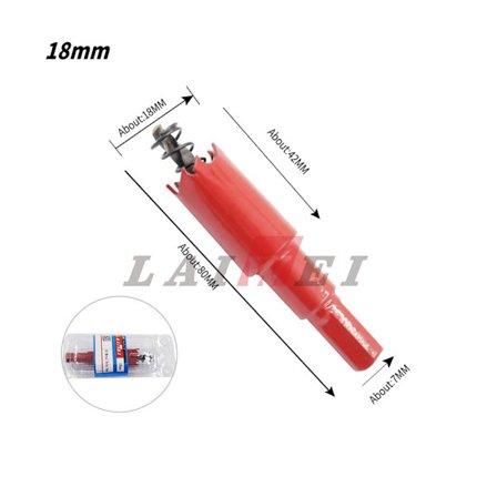18 mm hulsav, HSS M42 bimetal højhastighedsstål, hulsav med sekskantet skaft og bor til træ, gipsvæg og metalplader UVU