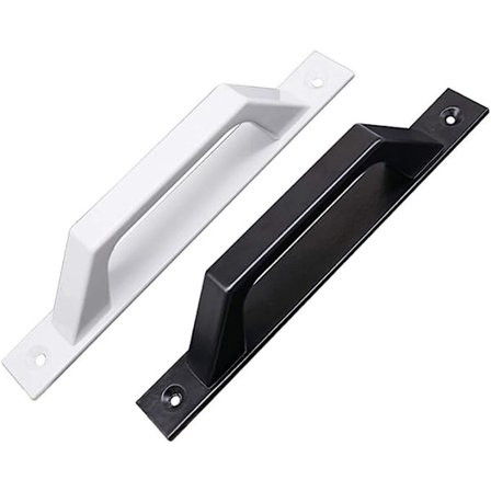 Sæt med 2 D-formede dørhåndtag til havedør, hvidt træ, 200