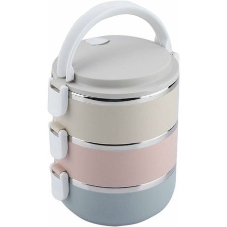 Lunchlåda bento, termisk Bento Box lunchlåda, termisk bärbar rostfritt stål Bento Box Lunchlåda (3 typer) (Storlek: 3 lager)