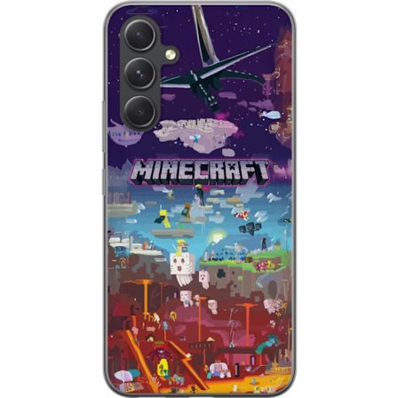 Kompatibelt Mobildeksel til Samsung Galaxy S24 Minecraft verden med eventyrkarakterer og ikoniske omgivelser, fargerike blokkmotiver
