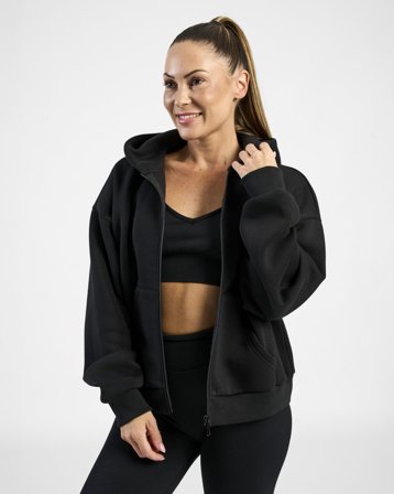 MM Sports Hoodie Zip Wmn Varsity, Black - S