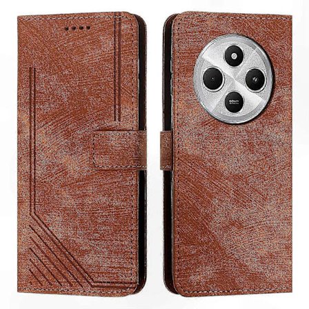 Mjukt Läder Telefonfodral med Texturerad Finish & Stilrent Randmönster för 4G Smartphones