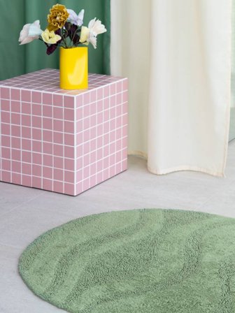 Breeze Bademåtte Rundt Ø 70 Grøn Bomuld Vaskbart