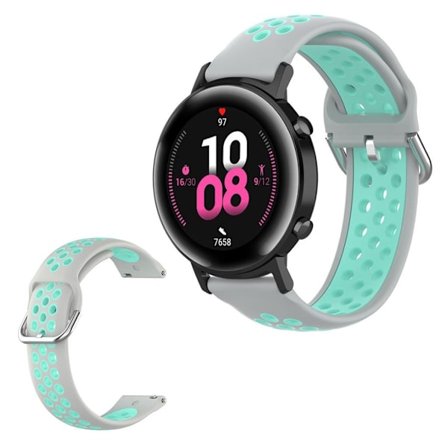 Amazfit Youth / Huawei Watch GT 2 42mm two color silicone watch band - Grey / Cyan