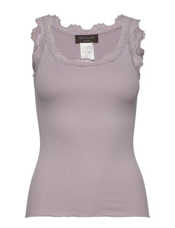 Silk Top W/ Lace T-shirts & Tops Sleeveless Lilla Rosemunde*Betinget Tilbud