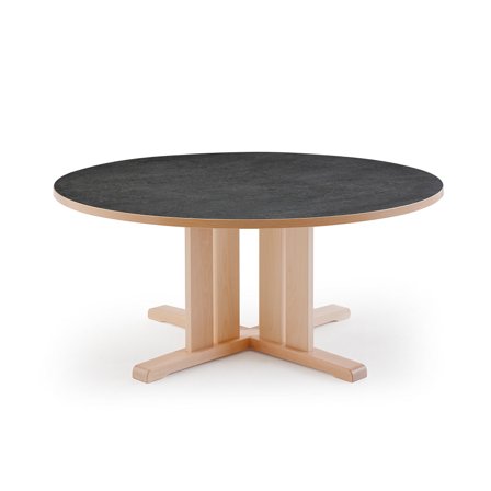 Tisch KUPOL, rund, Ø1200x600 mm, Linoleum dunkelgrau, Birke