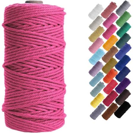 Makramé-snøre, Bomuldsgarn, til vægophæng, plantehængere, DIY-håndværk, hjemmedekor, gaveindpakning 3mmx100m rose Red