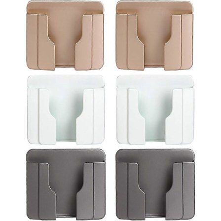 6 stk. vægtelefonholder, selvklæbende opbevaringsboks til fjernbetjening, ladestativ til mobiltelefon, vægmonteret fjernbetjeningsholder