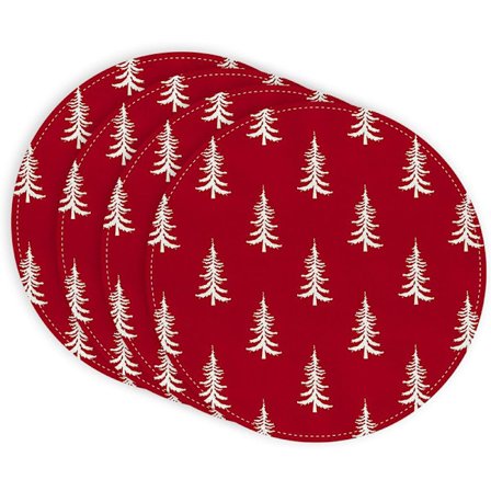 Sæt med 4 runde dækkeservietter, jule-runde dækkeservietter, atmosfæredekoration til spisestuen, bordmåtter - 16