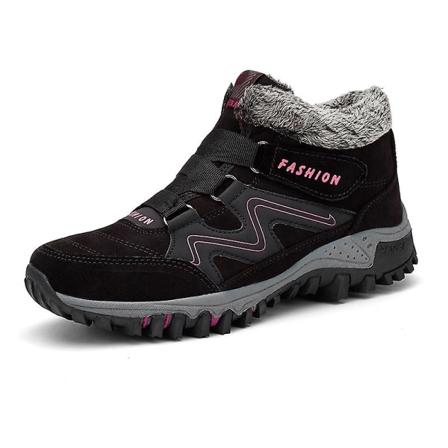 Snöskor för damer Vattentäta Slip On Päls Fodrade Sneakers Vinter Varma Skor 2K6137 BlackRed 43