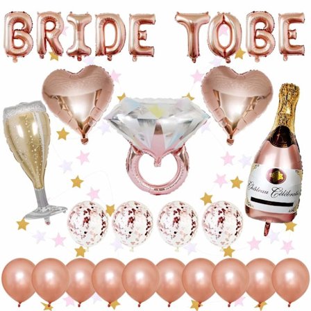 Dekorationer för möhippa med ballonger i roséguld, 1 st BRIDE TO BE-bokstavsballonger, 14 st latexballonger, 5 st folieballonger, 2 m hängande girlang