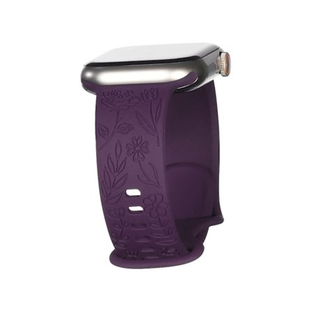 Kompatibel med iwatchS9 876SE Apple Watch armband präglat liten ros silikon Rose - mörklila