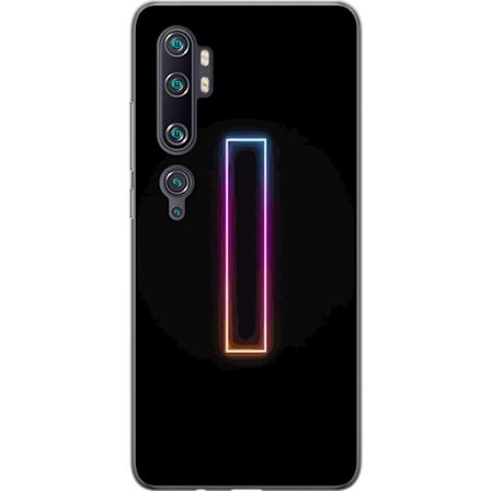 Kompatibel Mobilcover til Xiaomi Xiaomi Mi Note 10 Pro Minimalistisk neonbogstav I i regnbuefarver mod mørk baggrund