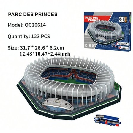 En stor 3D-papirstadionpuslemodel til passionerede fodboldfans, der kan kæmpe med dit hjemmehold