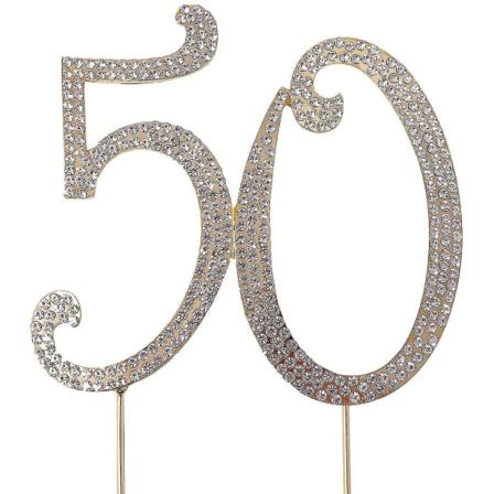 Evago Kagetopper Premium Glimtende Krystal Rhinestone Kagetopper Kagedekoration Til 50 års fødselsdag O