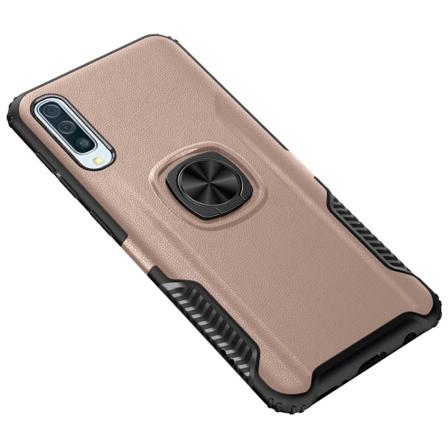 Samsung Galaxy A70 - Käytännöllinen suojakuori sormustelineellä Roséguld