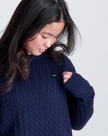 Tommy Hilfiger CABLE SWEATER Blå Genser Jente - Kids Brand Store