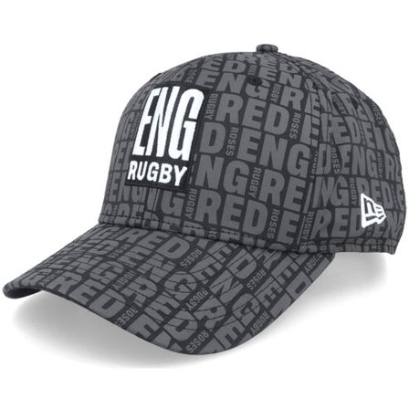 New Era - Svart adjustable Keps - England Rugby All Over Print 9FIFTY Stretch-Snap Black Adjustable @ Hatstore