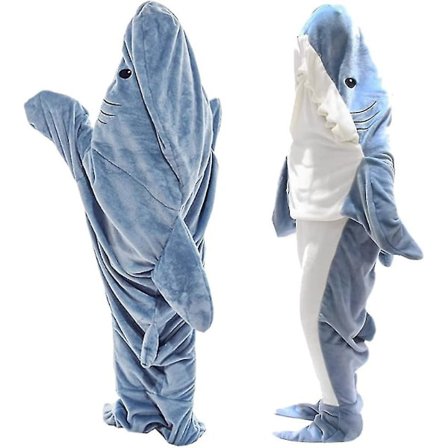 Shark Blanket Voksen Dress Up, Supermyk Sofa Snuggle Blanket Shark Blanket Sovepose, Portable Shark Blanket Hettegenser -ES