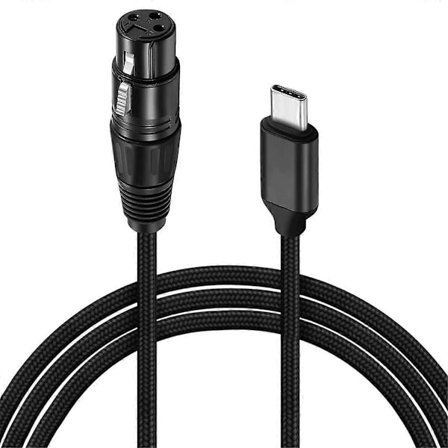 XLR till USB-C, USB-C till XLR för telefon till mikrofon, XLR till USB-kabel för surfplatta, bärbar dator och andra Type-C-enheter (1,8 m)