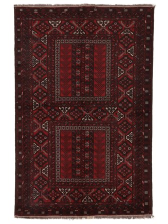 156X241 Tapis D'orient Kunduz Noir/Rouge Foncé (Laine, )