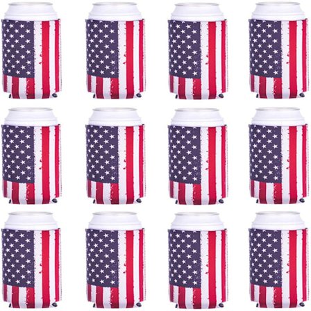 Can Koozie 12-pack Neoprene Can och Flask Sleeves Amerikansk Flagga