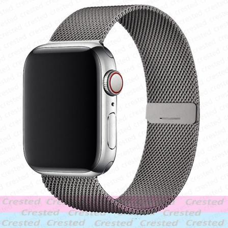 Milanese Loop-rem för Apple Watch Ultra Band 44mm 40mm 45mm 41mm 49mm 42mm 38mm 44 Mm Correa Armband Iwatch Serie 3 6 Se 7 8 Gun 38mm 40mm 41mm