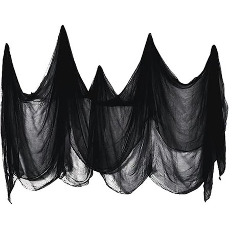 Kauhu kangas koristelu 215x500cm musta puuvillaa juhliin kauhu koristelu