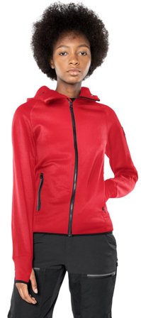 Fristads Outdoor Dam Calcium Polartec power stretch hoodie, Röd