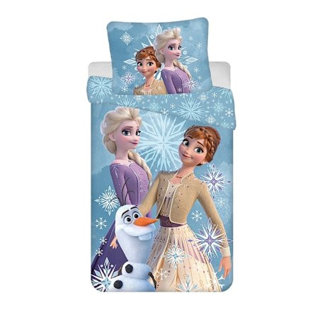 Barnens sängkläder Disney Frost med vita snöflingor 100×135 cm, 40×60 cm