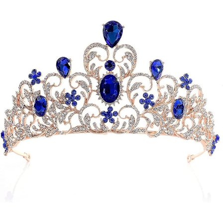 Prinsessekrone Voksen Royal Blå Krystal Rhinestone Brude Tiara Bryllup Tiara